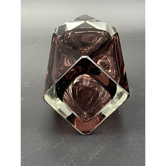 Vtg Murano Mandruzzato Italy Purple Plum Amethyst Sommerso Faceted Glass Vase - Picture 4 of 8